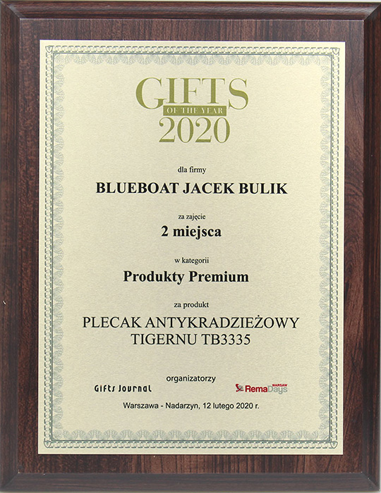 Gifts of the Year 2020 BLUEBOAT plecak antykradzieżowy