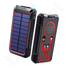 Powerbank solarny bezprzewodowy z 4 wbudowanymi kablami SD18