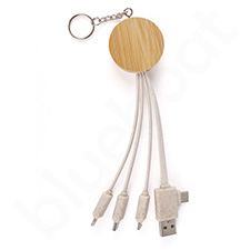 Multikabel USB bambusowy 3w1 do ładowania Type-C