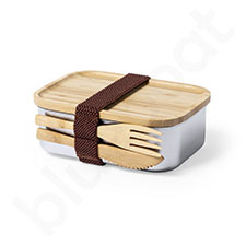 Metalowy lunchbox z bambusowym wieczkiem