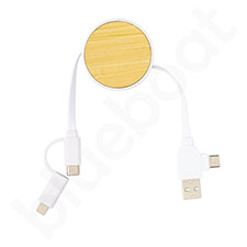 Bambusowy zwijany kabel USB 4w1
