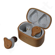 Drewniane słuchawki douszne z etui ładującym