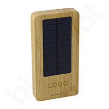 Bezprzewodowy bambusowy power bank solarny 10000mAh