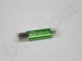 zielona metalowa pamięć USB OTG z logo

